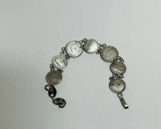 Lot 29: Sterling Silver Coin Bracelet King George VI