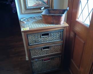 Bamboo storage cabinet with files for storage