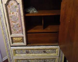 Inside of armoire color of the wood