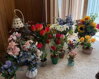 Array of faux/imitation flowers for decor