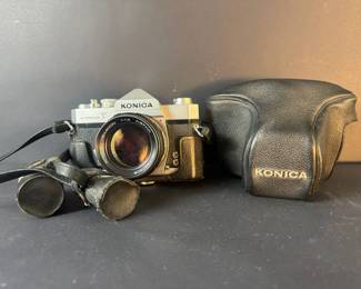 Konica Autoreflex T 35mm SLR Camera w Hexanon 57mm f1.4 Lens, Case Untested