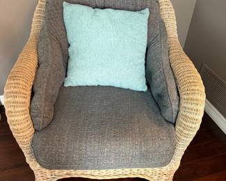 HeavyDuty Wicker Armchair with Upholstered Cushions