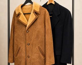 Mens Brooks Brothers Shearling Coat, Black Overcoat Wool Scarves