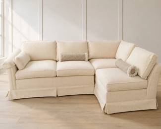 Ethan Allen Cream Upholstered Sectional Sofa