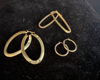 6.00g Three Pairs of 14K Gold Hoop Earrings