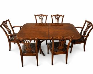 Mahogany Dining Table with 8 Carved Chairs 24 Leaf Traditional Formal Dining Set