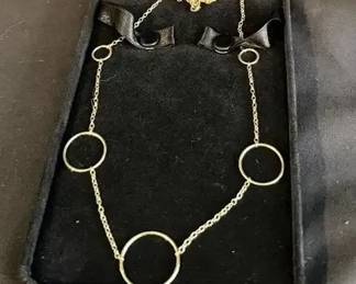 2.47g 14K Gold Open Circle Station Chain Necklace
