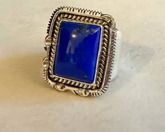 Artie Yellowhorse Navajo Sterling Silver Lapis Ring Handmade 15.94g