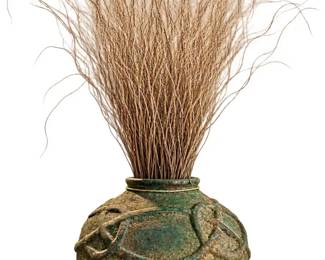 Rustic Textured Decorative Floor Vase with Natural Branch Arrangement