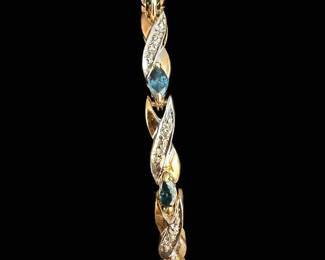 9.33g 14K Gold Sapphire Diamond Bracelet