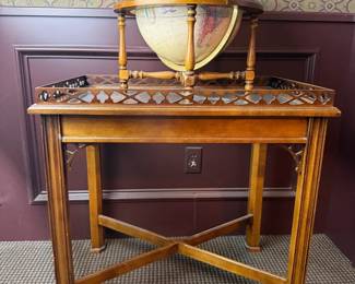 Crams Imperial World Globe with Decorative Wood Stand GlassTop Accent Table