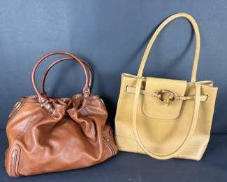 Cole Haan Tramontano Napoli Leather Handbags Two designer handbags featuring a rich brown Cole Ha