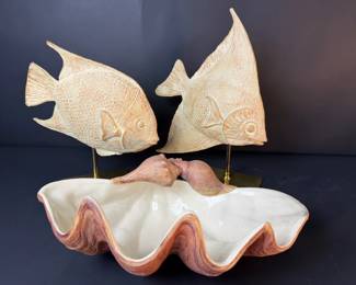 Hamilton Collections Tropical Fish Large Seashell Bowl