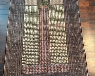 HandKnotted BokharaStyle Geometric Area Rug with Fringe