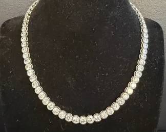 Sterling Silver 5mm CZ Tennis Necklace 40.59g