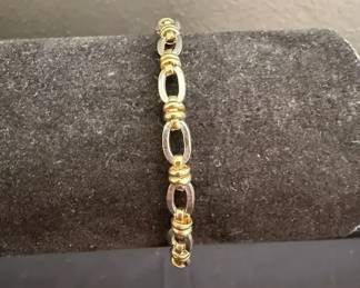 4.87g 14K TwoTone Gold Oval Link Bracelet