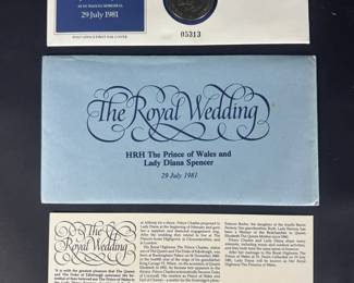 1981 Prince Charles Lady Diana Royal Wedding First Day Cover Coin Stamp Set