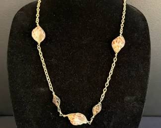 GoldPlated Costume Seashell Necklace with WireWrapped Shell Accents