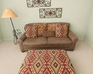 Norwalk Furniture Sofa, Ottoman, Floor Lamp Wall Decor