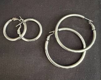 925 Sterling Silver Hoop Earrings Two Pairs