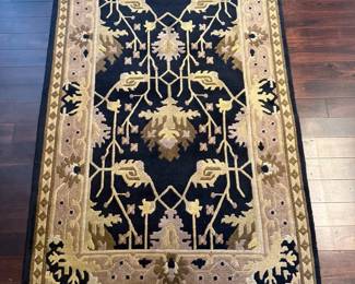 HandKnotted Floral Area Rug with Fringe