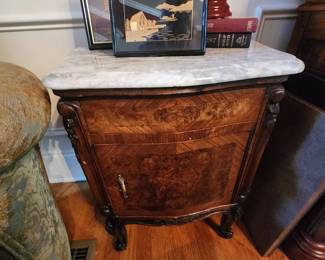 Charming Vintage Marble Top Accent Table