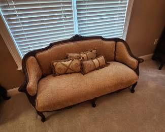 Antique Sofa with Wood Carved Detailing
