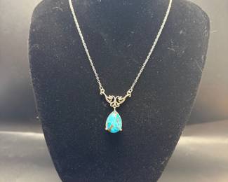 Beautiful blue stone necklace initialed