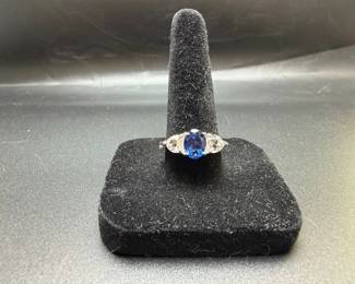 Sterling silver ring with blue stone