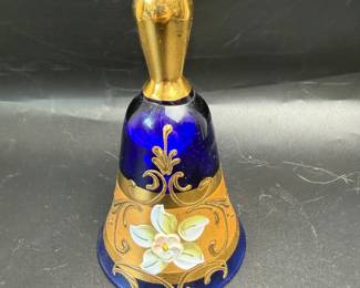 Hand Painted Blue Glass Bell