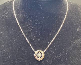 Sterling silver compass necklace