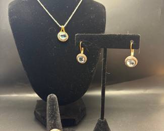 Gorgeous blue stone sterling silver jewelry set