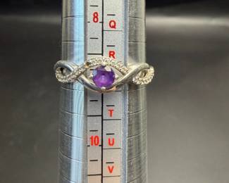Sterling silver ring with purple stone