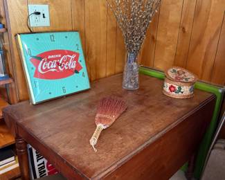 VINTAGE WORKING COCA COLA CLOCK, PRIMITIVE TABLE & MORE