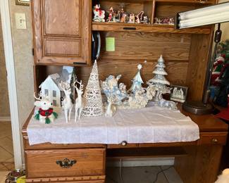 Wooden Desk and Christmas Decor