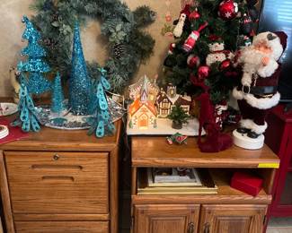 Wooden Cabinets and Christmas Decor