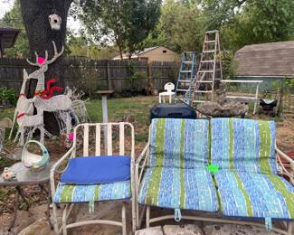 Vintage Glider and Matching Chairs, Ladders, Christmas Reindeer Set