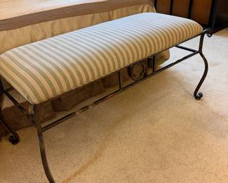 Upholstered iron bench