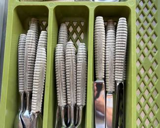 Samurai teak handle flatware