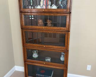 6ft barrister bookcase with leaded glass