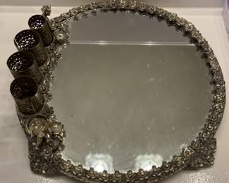 Vintage vanity lipstick holder and mirror