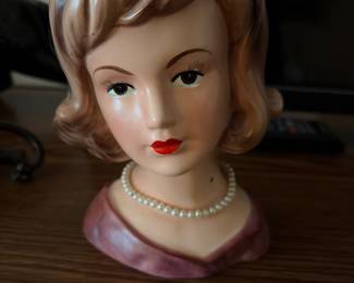 Vintage 1960s Enesco LADY HEAD VASE 