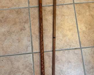 Wooden hand carved canes