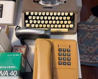 Vintage typewriter & phone