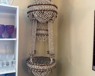 1970’s Cowrie Shell 56” Plant Hanger- Boho Chic