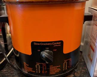  vintage orange JC Penney slow crockery cooker from the 1970s