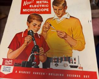 Vintage microscope and lab set