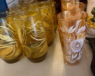 Vintage Amber Wheat Anchor Hocking Glasses