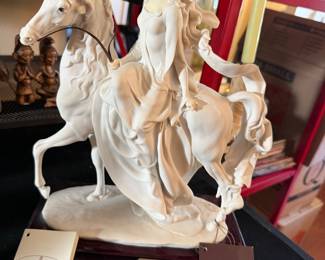  vintage "Lady on Horse" (Model 695-F) porcelain and resin figurine sculpted by Giuseppe Armani in Florence, Italy