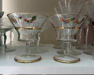 vintage hand-painted rooster cocktail glasses